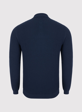 Bawełniany sweter polo w kolorze granatowym