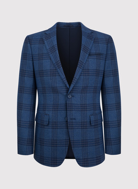 Casualowa granatowa marynarka męska w kratę