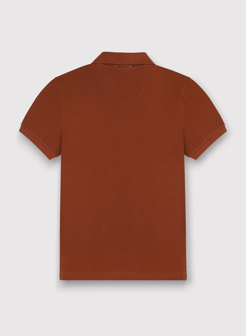 Gładki T-shirt polo w kolorze brązowym