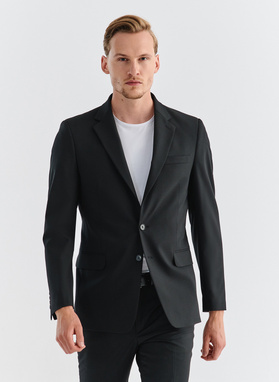 Gładki garnitur męski w kolorze czarnym