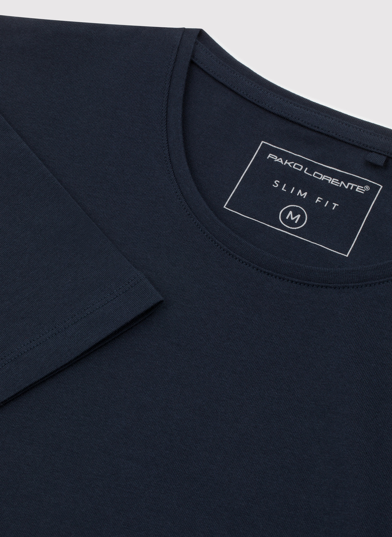 Granatowy gładki t-shirt męski