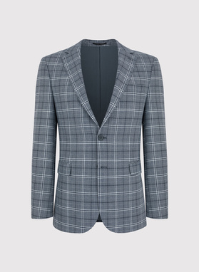 Szara marynarka garniturowa w kratę