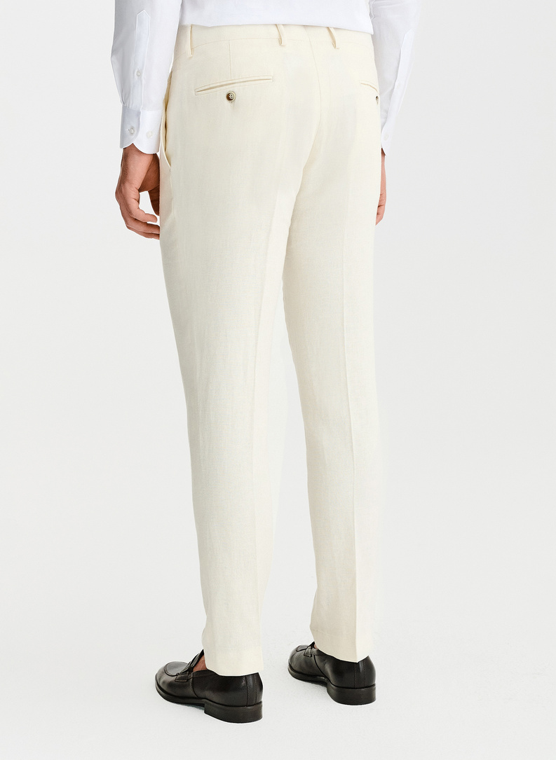 Beżowe spodnie ganiturowe z lnem