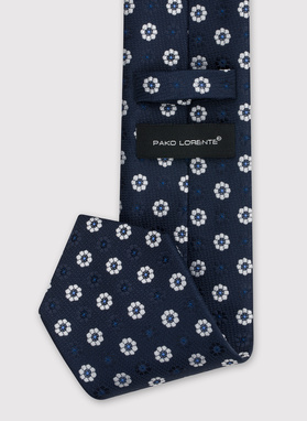 Granatowy krawat męski w kwiatki