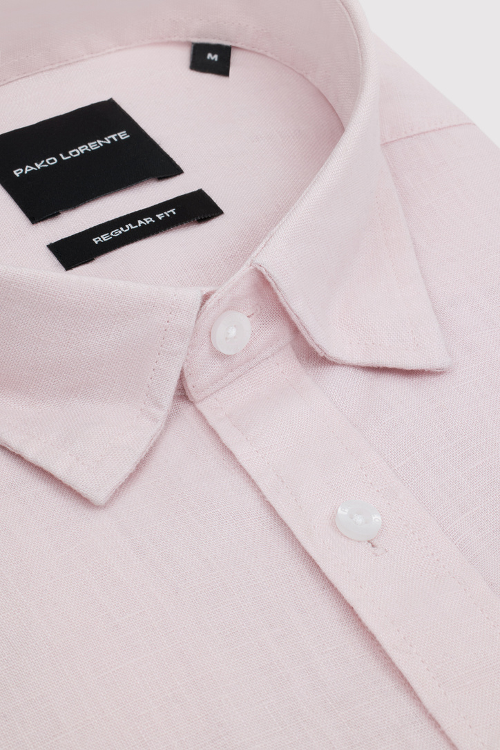 Lniana koszula męska w kolorze różowym