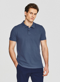 Ciemnoniebieskie bawełniane polo męskie