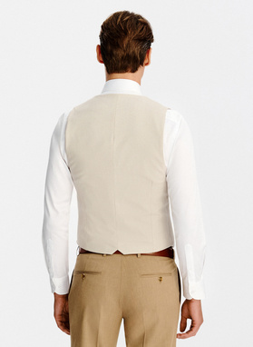 Beżowa kamizelka męska w pepitkę