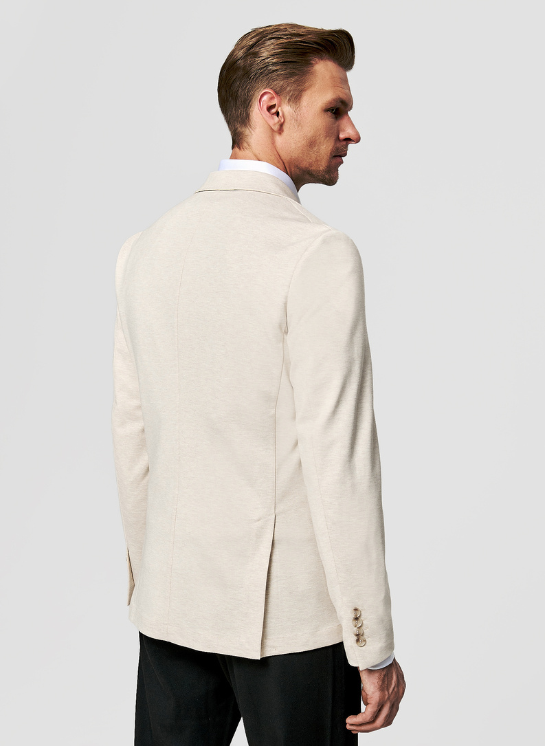 Beżowa dzianinowa marynarka męska