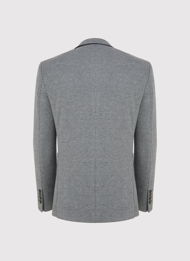 Szara marynarka w pepitkę z dzianiny