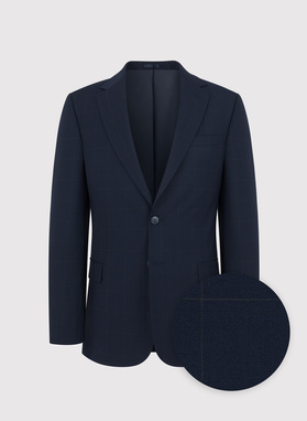 Granatowy garnitur w kratę Windowpane