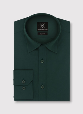 Ciemnozielona gładka koszula męska 