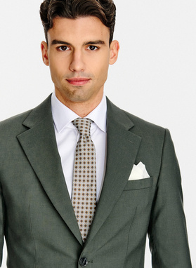 Zielony wełniany garnitur męski