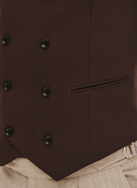 Brązowa dwurzędowa kamizelka męska