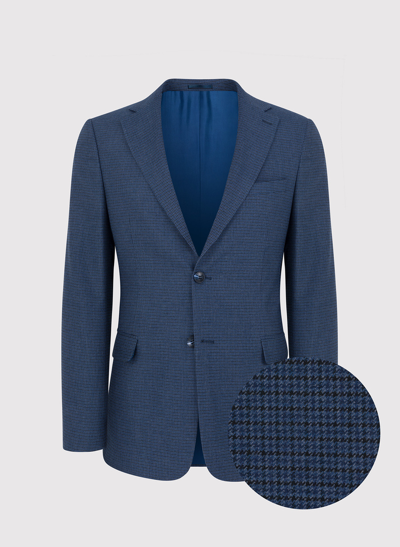 Granatowy garnitur męski w pepitkę