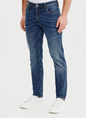 Granatowe jeansowe spodnie męskie