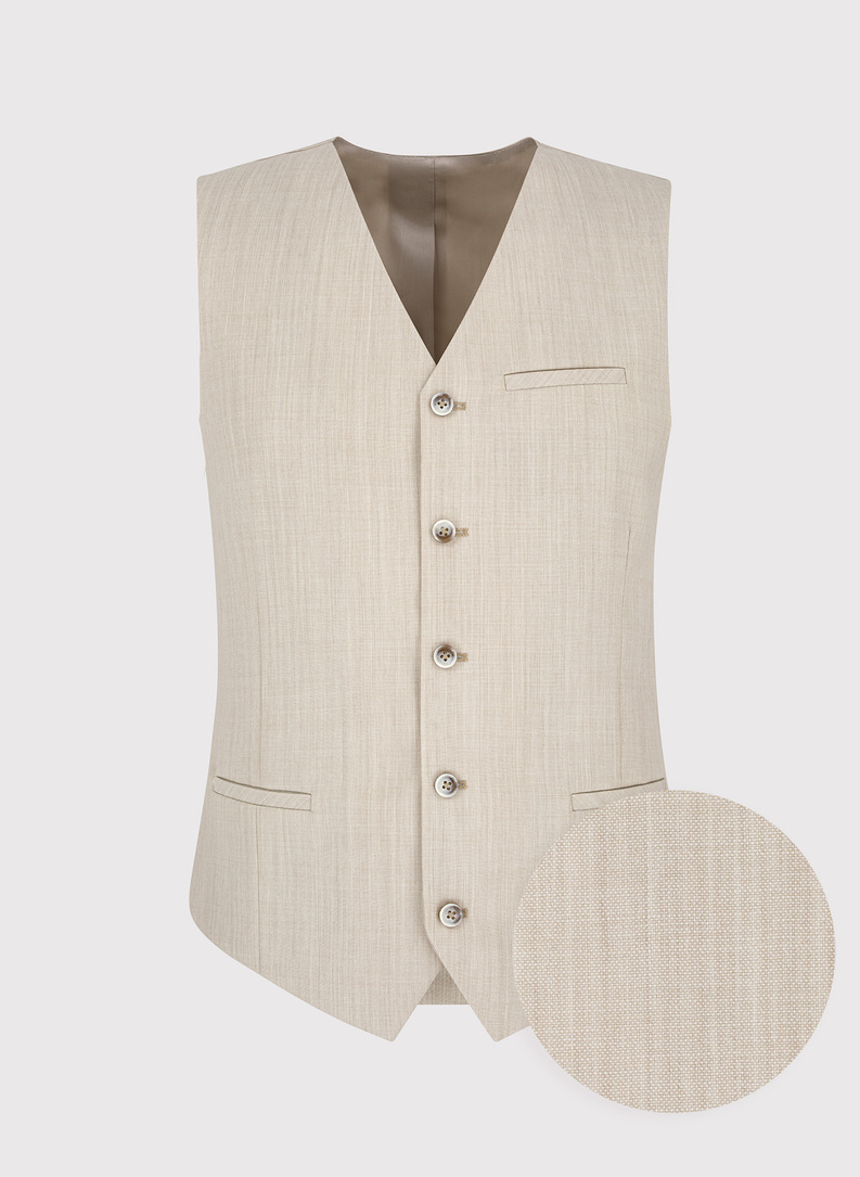Beżowa kamizelka garniturowa P22SP-8X-009-E-S