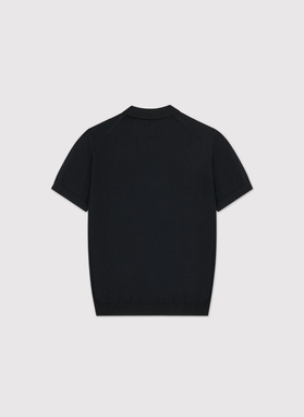 Czarne polo swetrowe z wełny merino