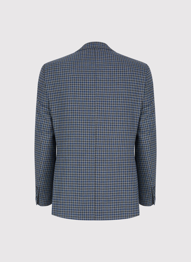 Granatowa marynarka w drobną kratę