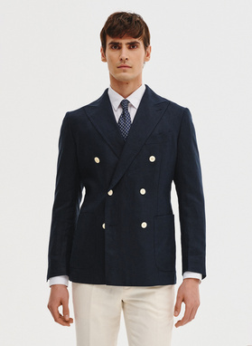 Lniana marynarka dwurzędowa