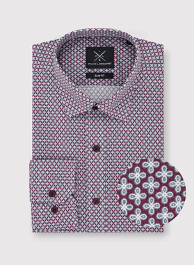 Bordowa wzorzysta koszula męska