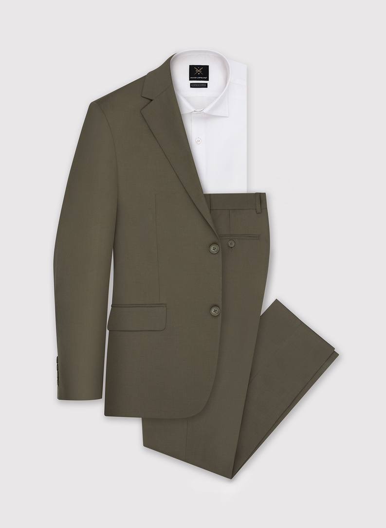 Zielone spodnie garniturowe z wełną