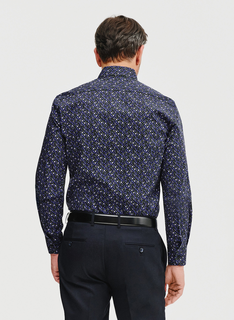 Męska koszula w kwiatowy mikrowzór