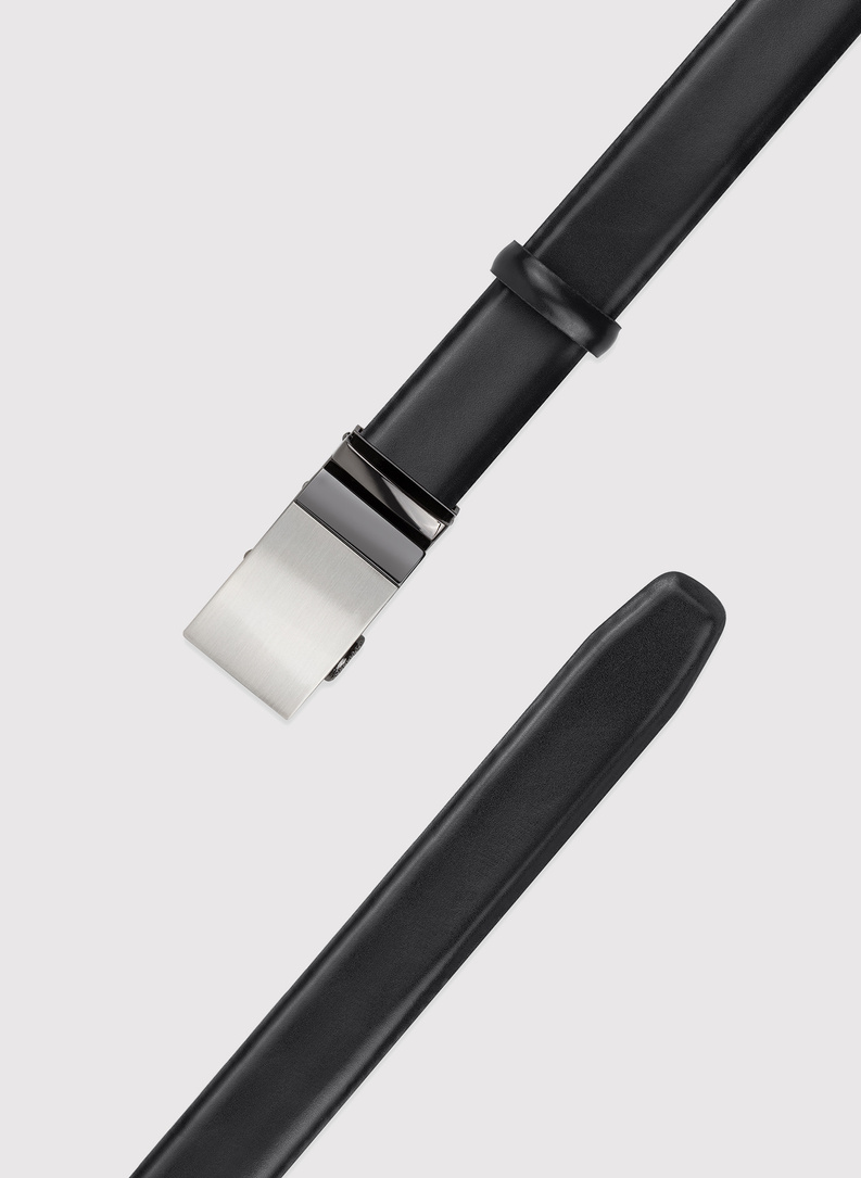 Czarny pasek męski z automatyczną klamrą