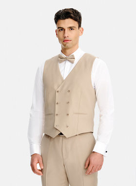 Beżowa kamizelka garniturowa z wełny