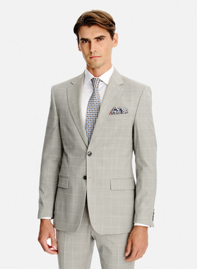 Wełniany garnitur męski w kratkę