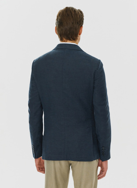 Granatowa marynarka z lnem