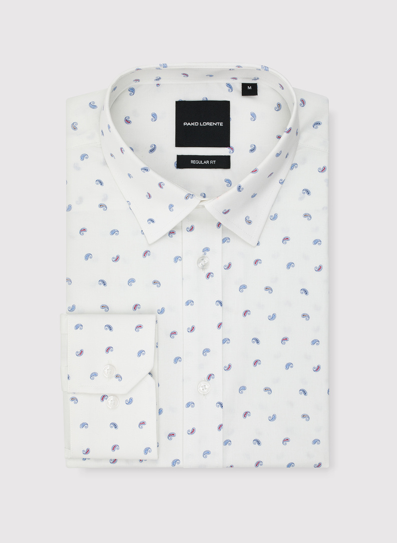 Biała koszula męska paisley