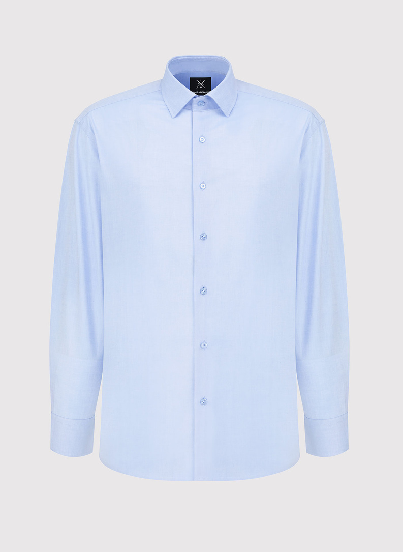 Gładka elegancka błękitna koszula męska
