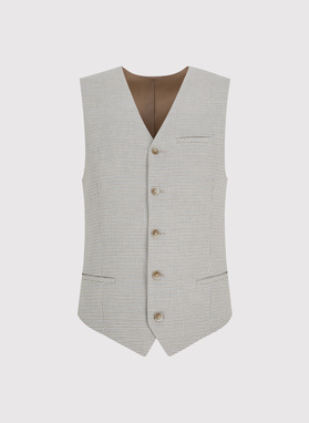 Jednorzędowa kamizelka męska w drobną kratę