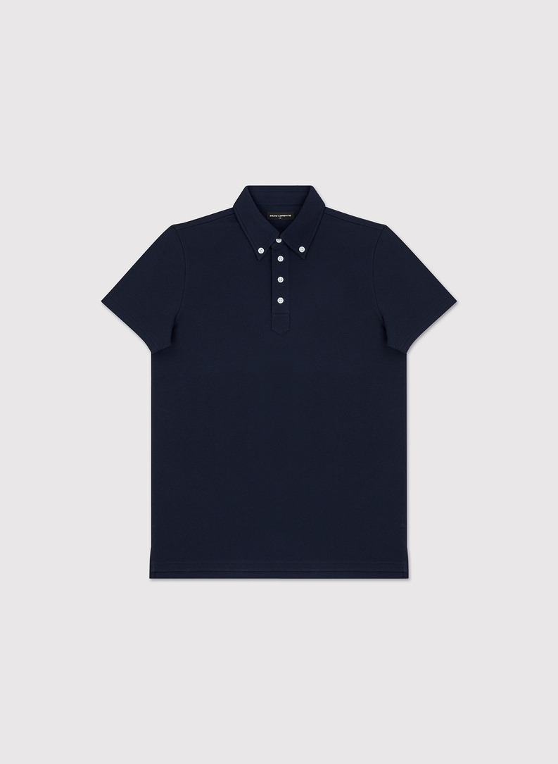 Granatowy t-shirt polo z bawełny