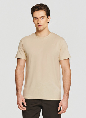 Bawełniany t-shirt męski w kolorze beżowym