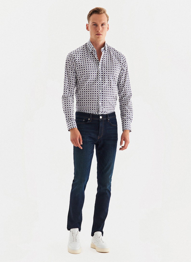 Granatowe spodnie męskie jeansowe