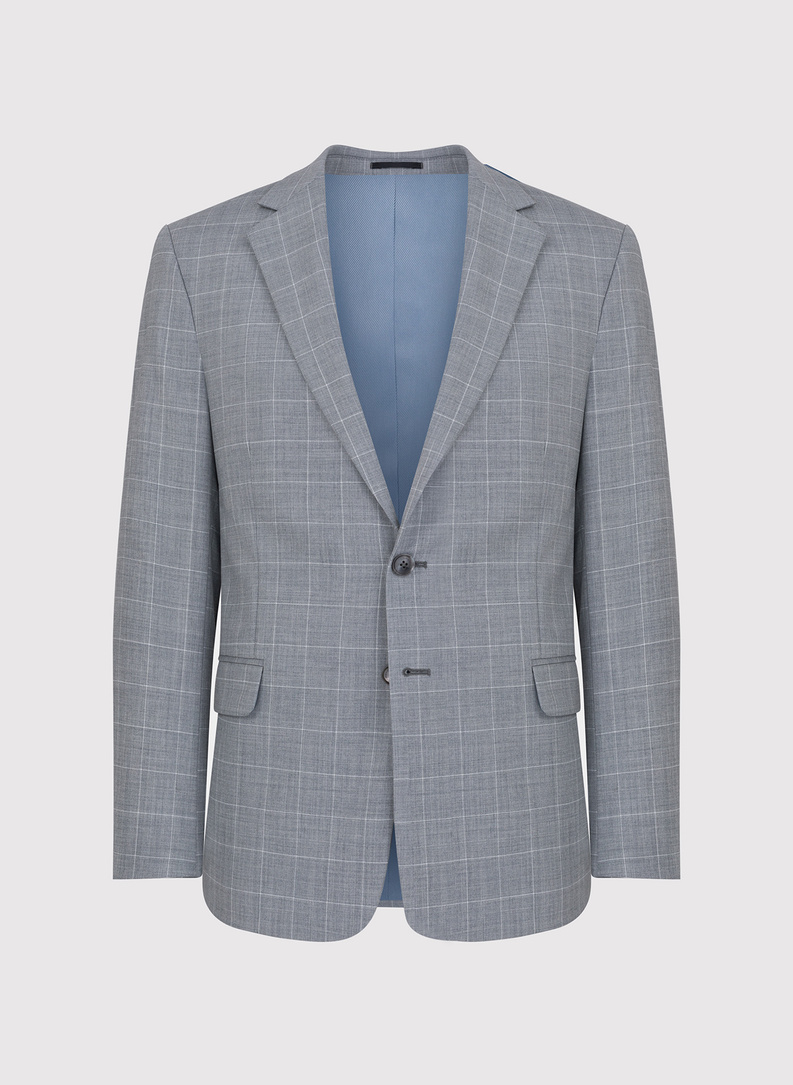 Szara marynarka garniturowa z wełną