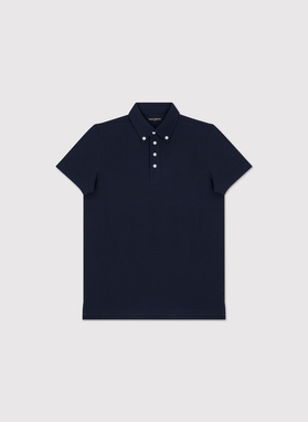 Granatowy t-shirt polo z bawełny