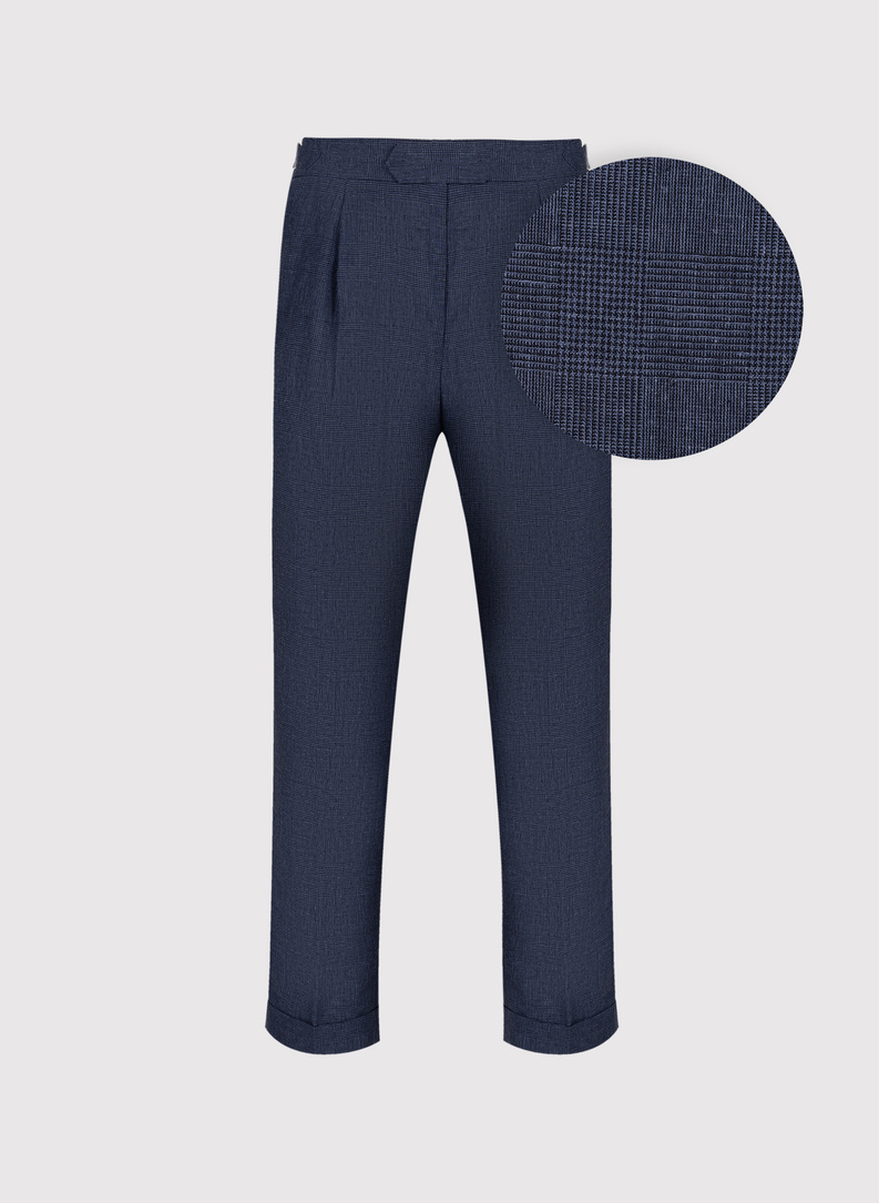 Granatowe spodnie casual z lnem