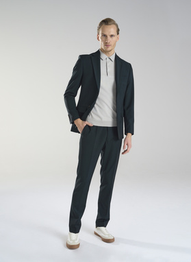 Wełniane zielone spodnie garniturowe