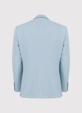 Błekitna gładka marynarka garniturowa