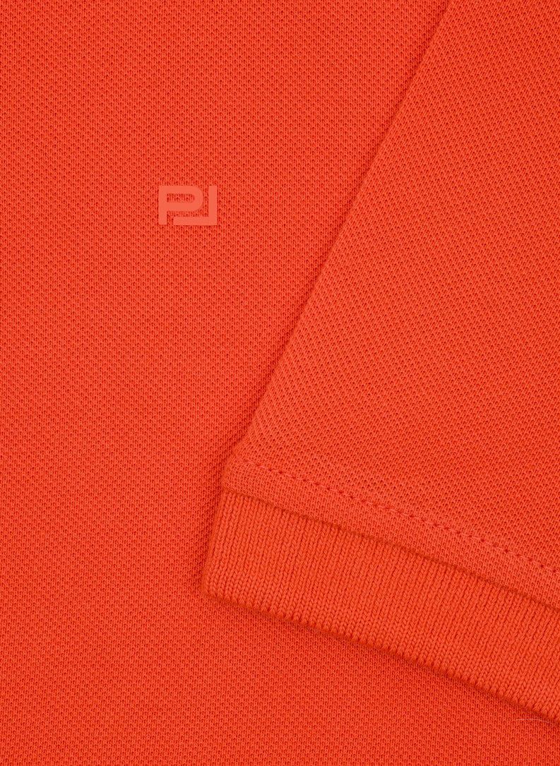 Pomarańczowe bawełniane polo męskie