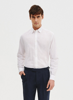 Biała koszula z lnu i bawełny