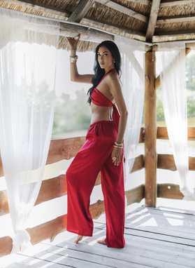 Komplet Top i Spodnie MIREYA SET burgundowy