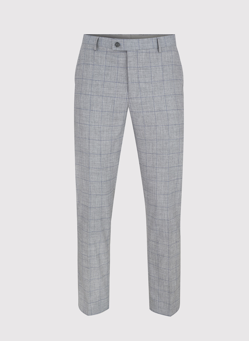Szare garniturowe spodnie męskie w kratę