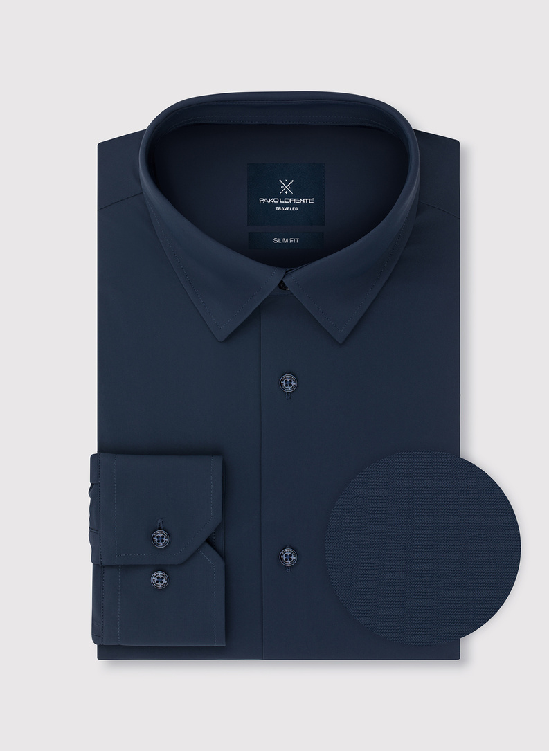 Gładka koszula męska w kolorze granatowym