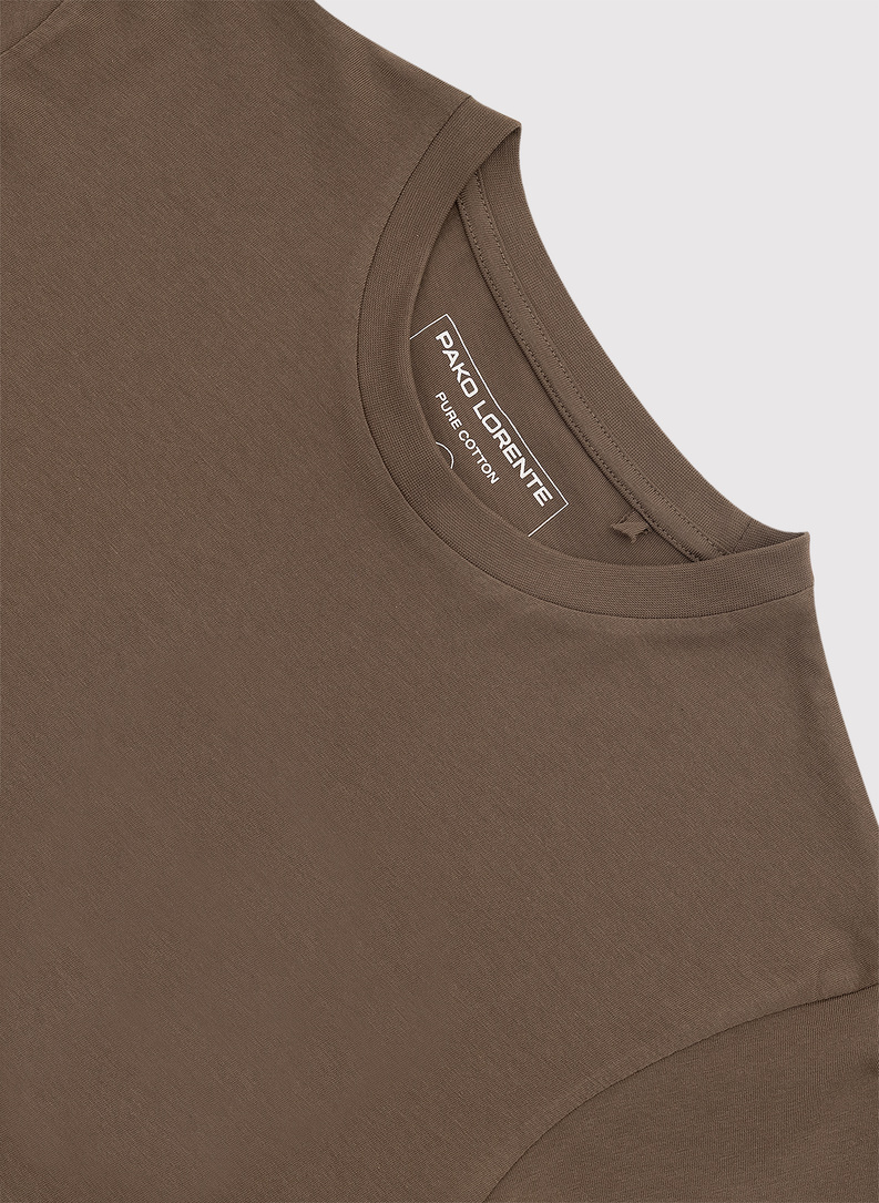 Brązowy bawełniany t-shirt męski