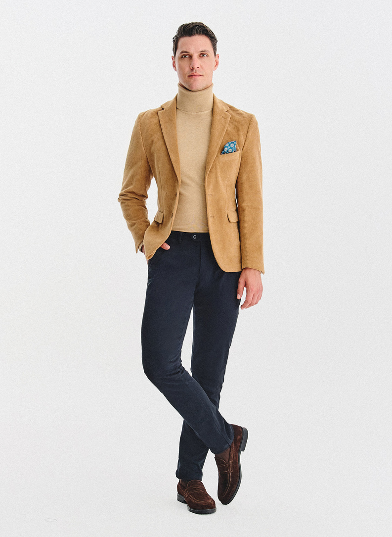 Beżowa sztruksowa marynarka męska