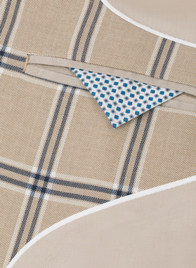 Wełniana marynarka garniturowa w kratkę w kolorze beżowym