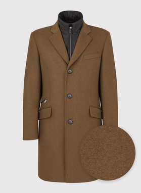 Męski kamelowy płaszcz z wełną